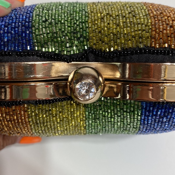 TopShop Rainbow Beaded Heart Clutch or Crossbody - Picture 7 of 16